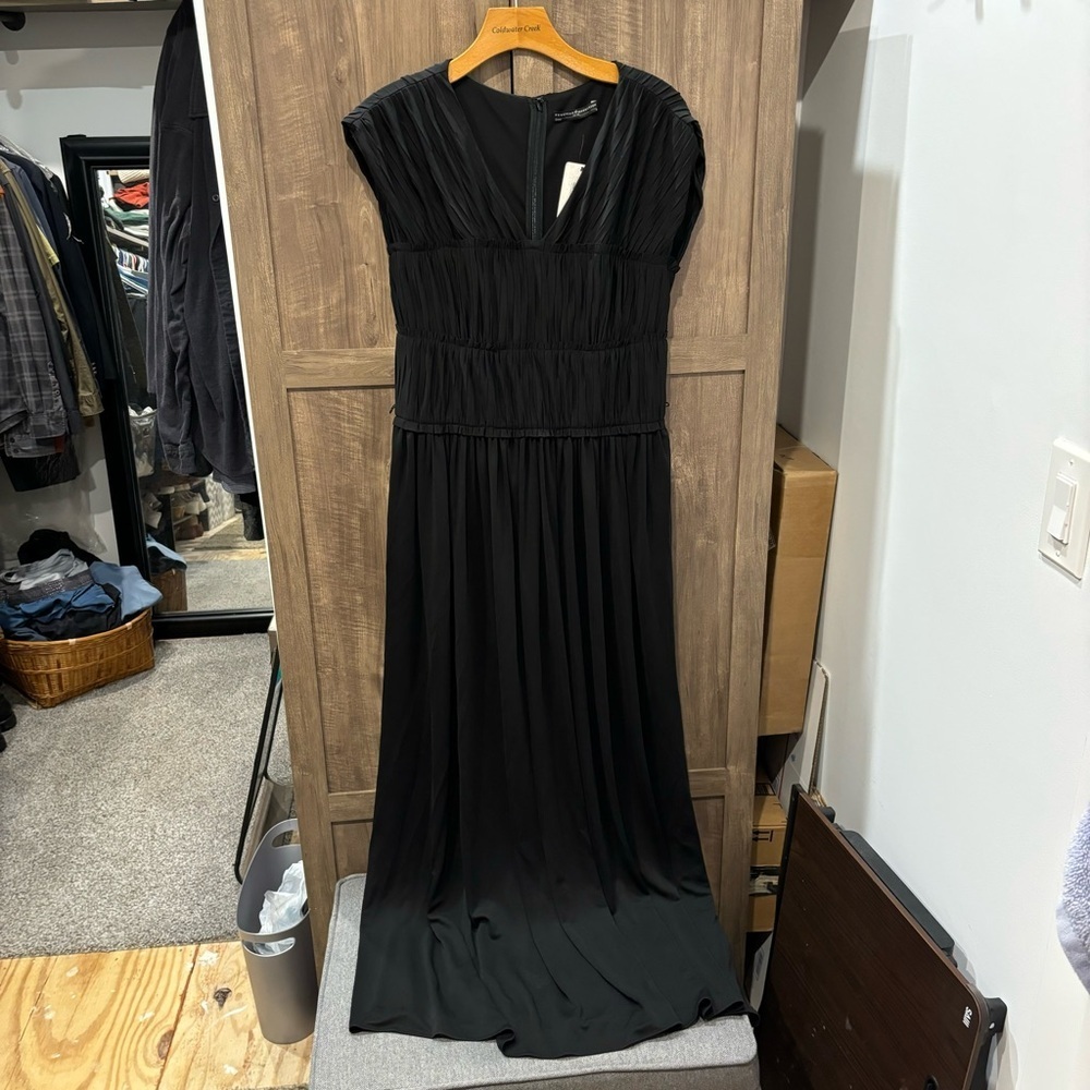Peruvian Connection Black Maxi Dress with Pleated Bodice